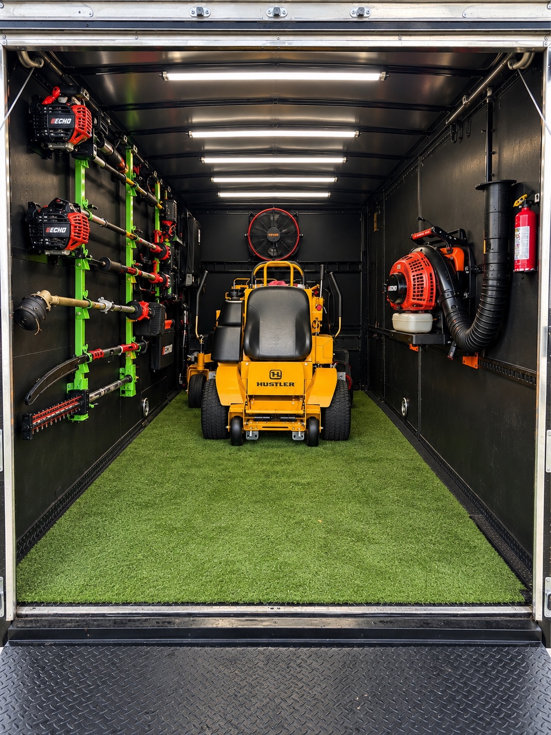 Organized commercial lawn equipment