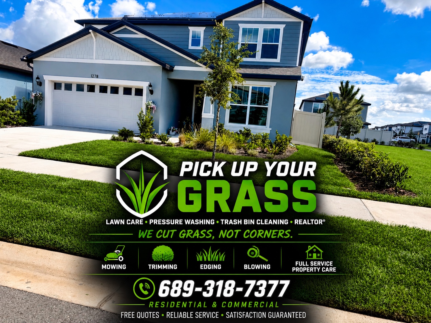 Completed residential lawn service